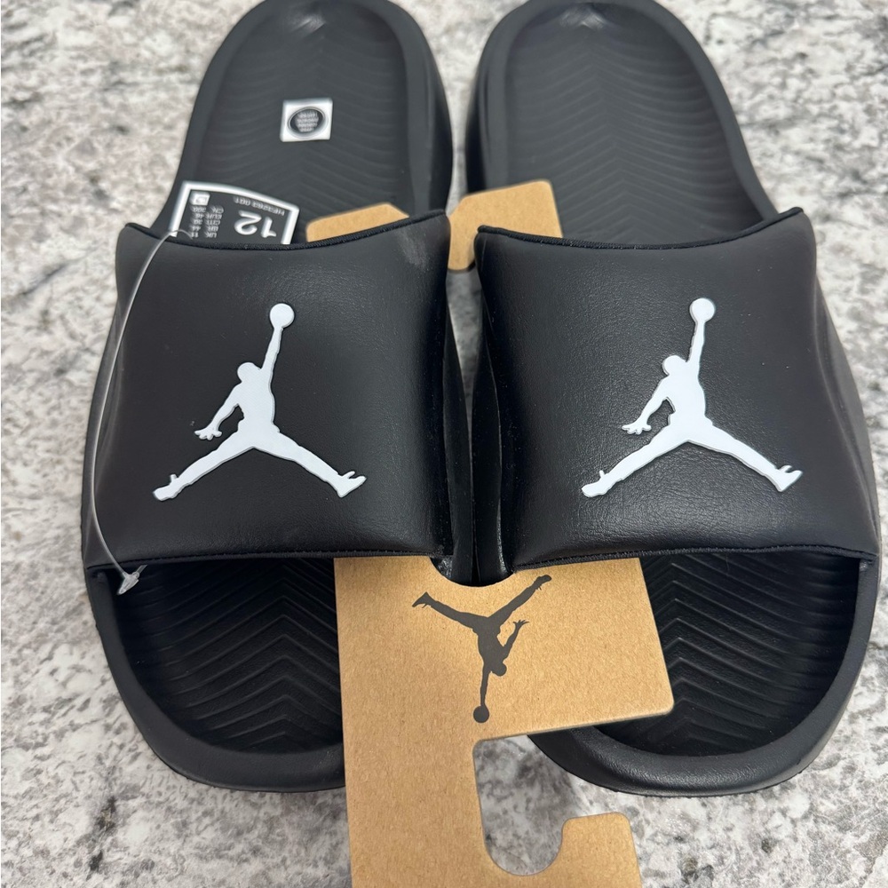 Jordan Franchise Slide Sandals Black White Men’s Size 12 Jumpman Logo HF3263-001